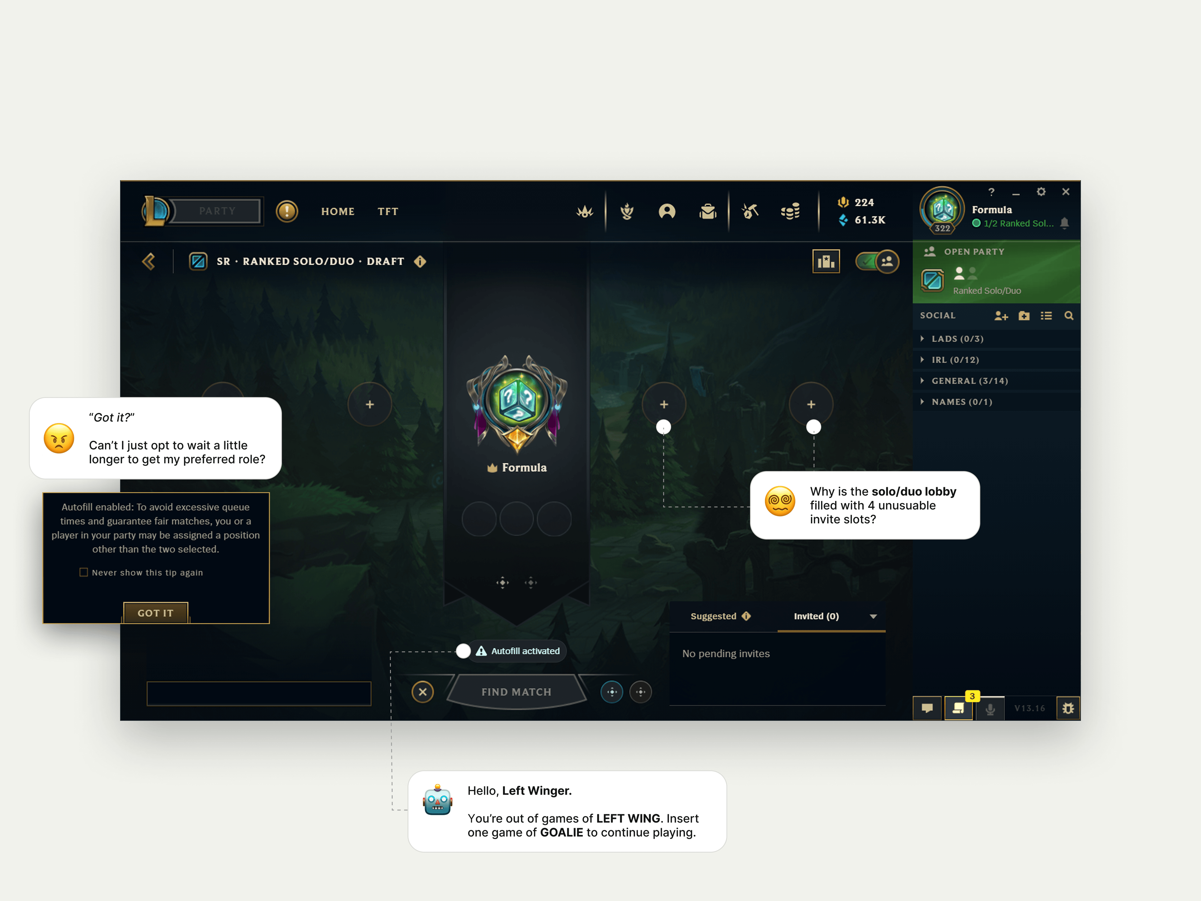 Annotated analysis of the current lobby screen