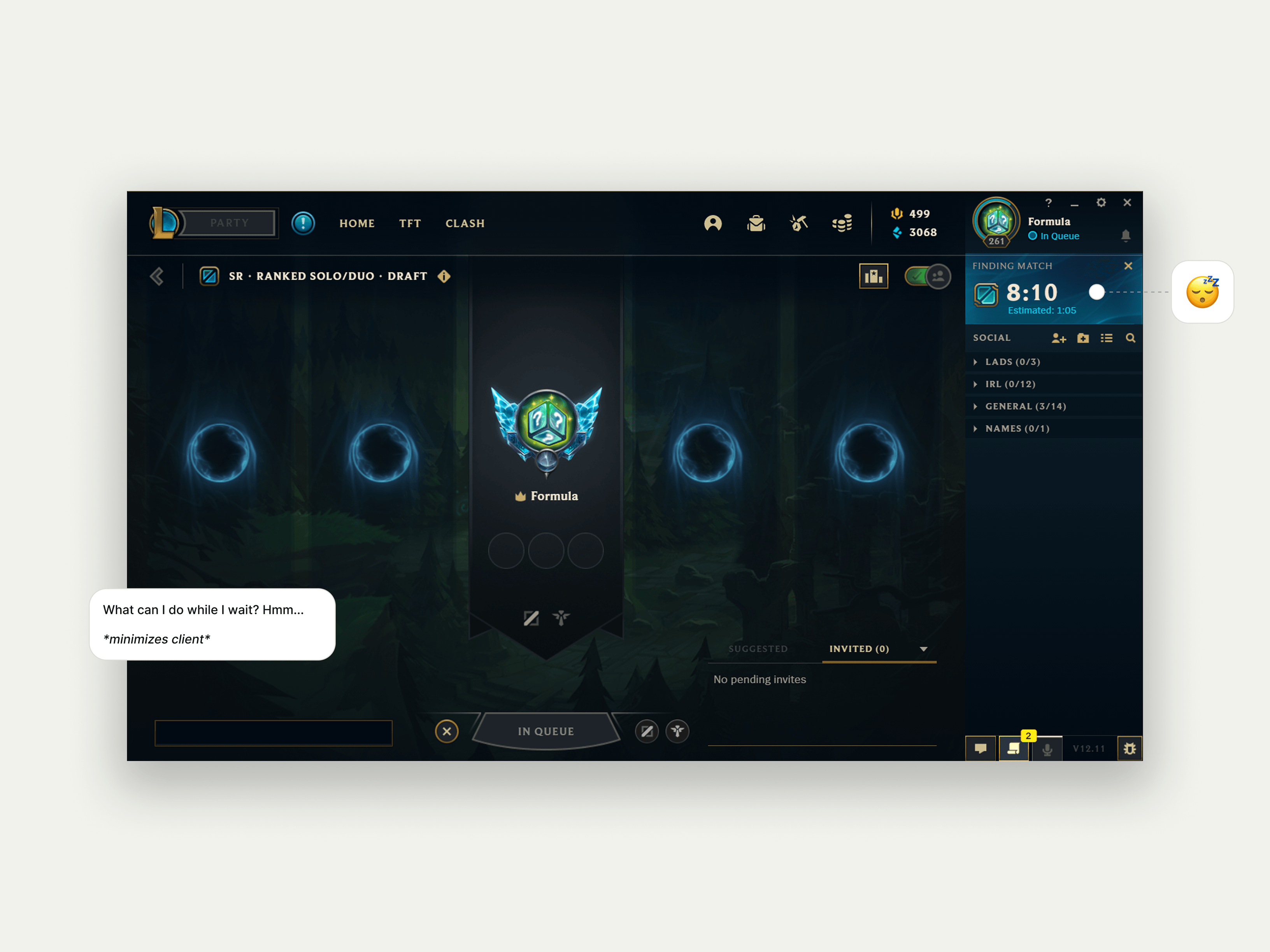 Annotated analysis of the current in-queue screen