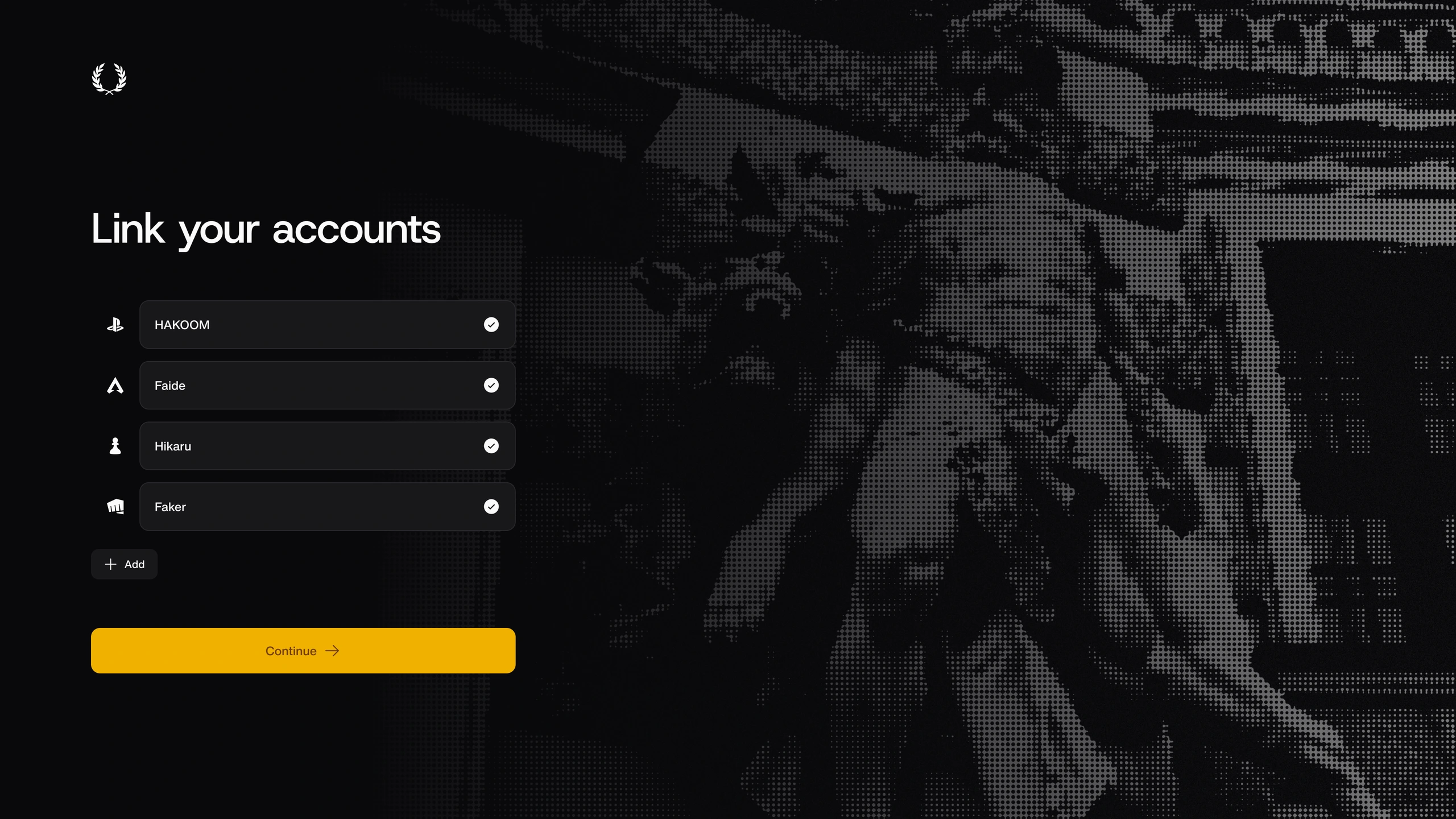 Linking gaming accounts to a Mantle profile
