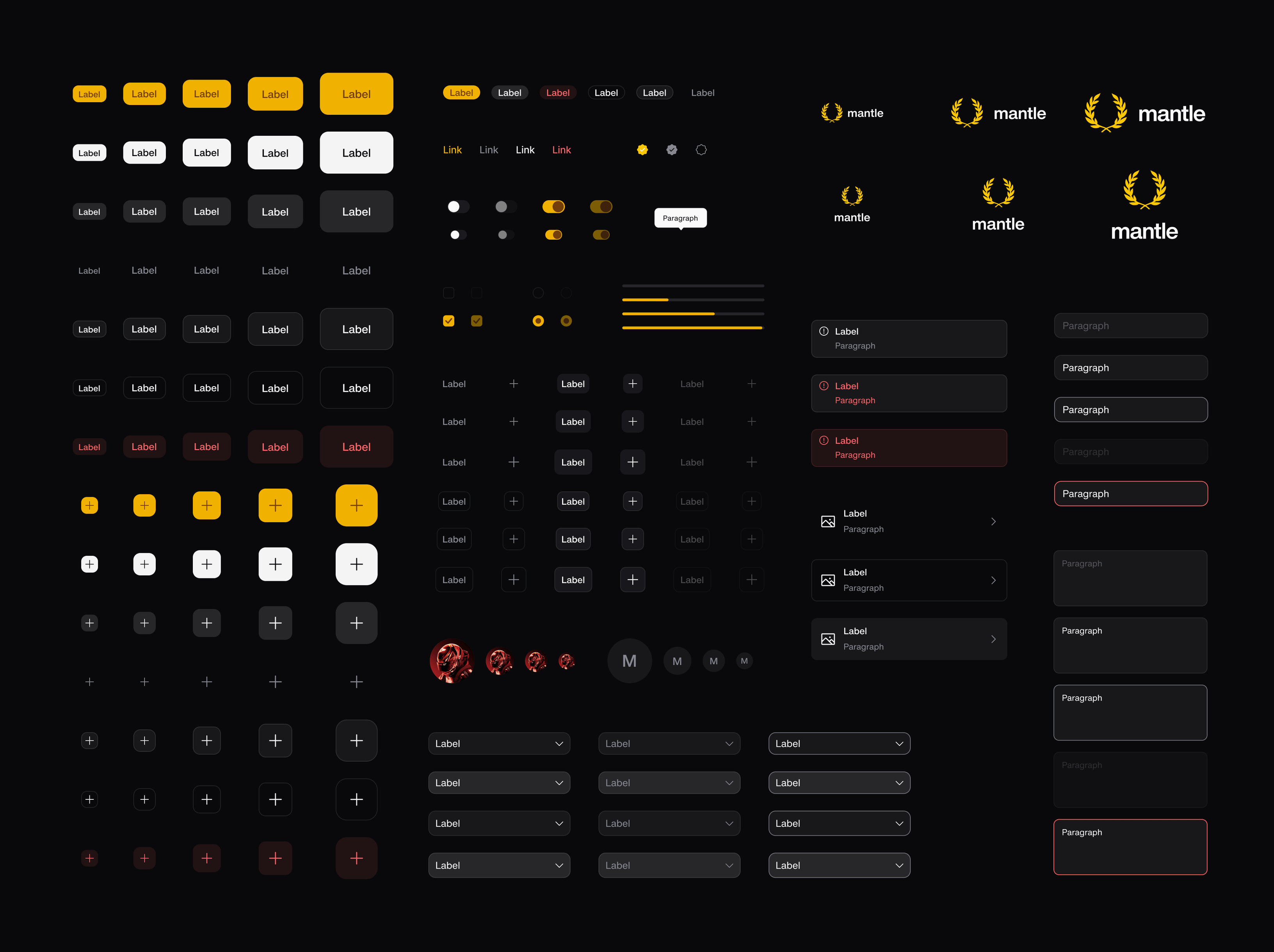 Mantle design system in dark mode: type, color, and component foundations