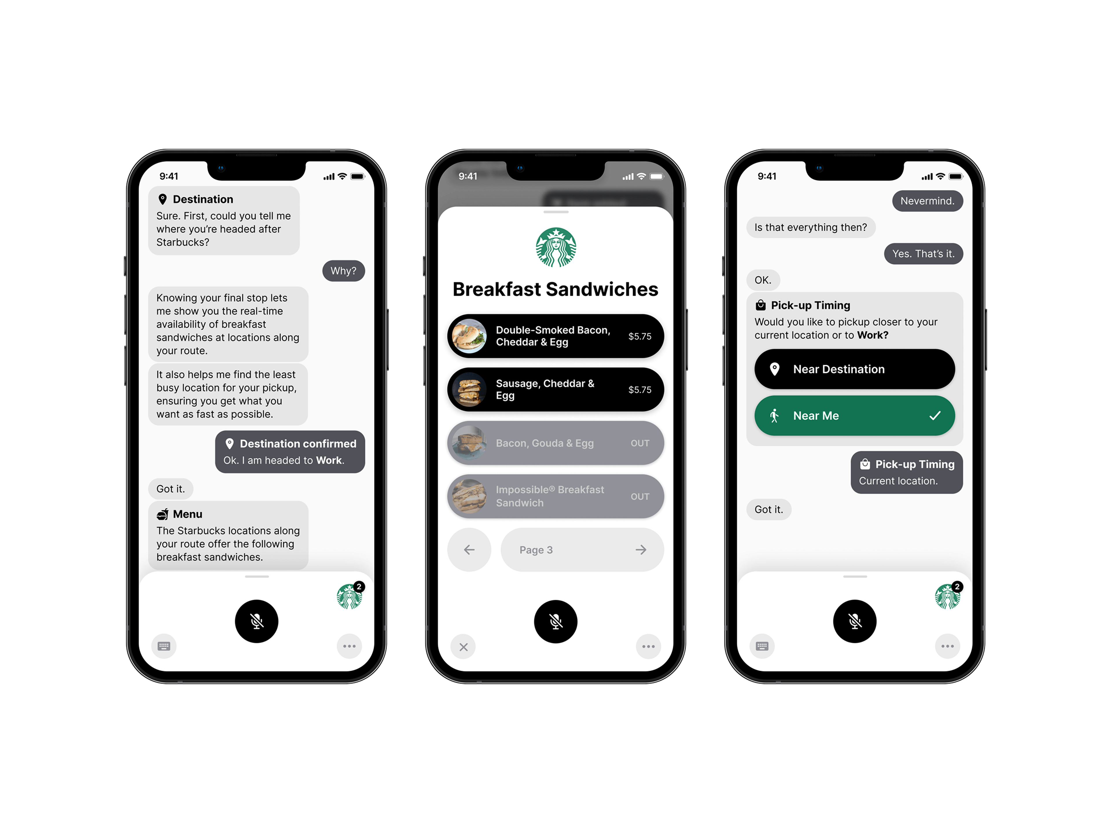 Sharing your destination merges every location along the route into one menu and pickup options