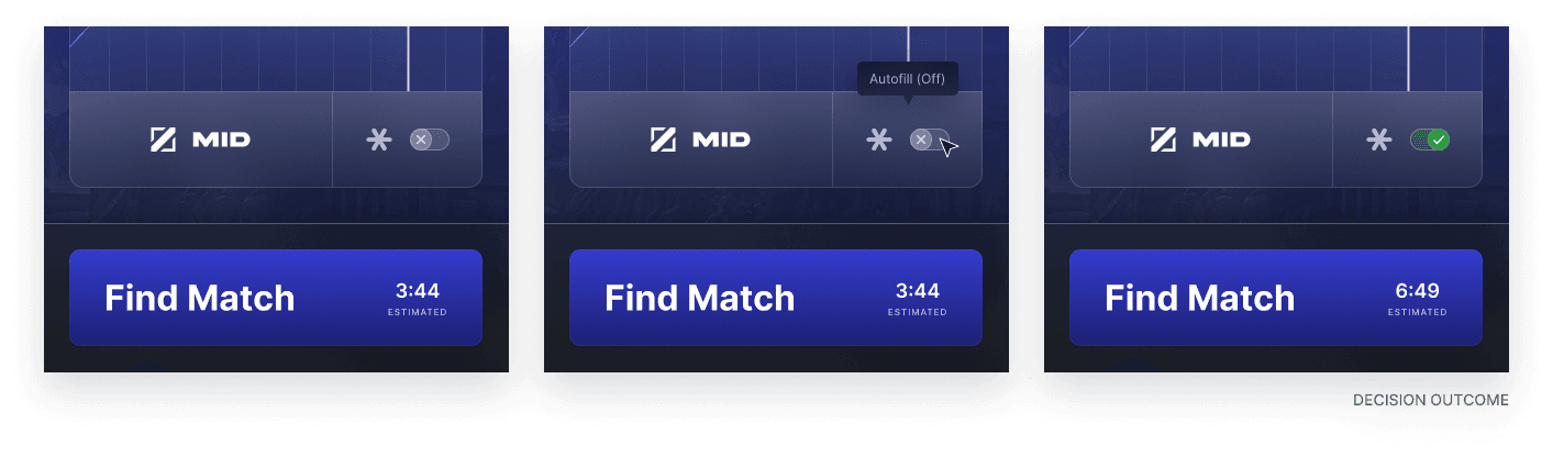 Estimated queue times shown for each Autofill choice