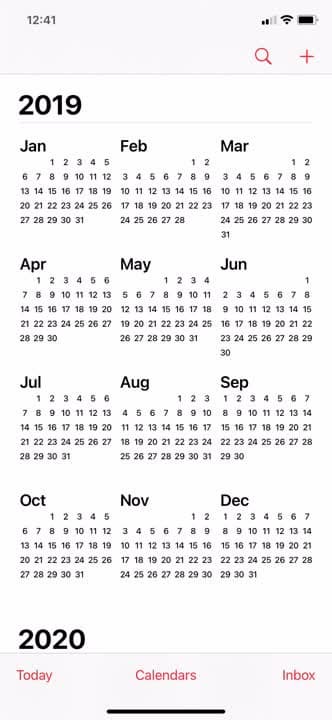 The Apple Calendar app on an iPhone