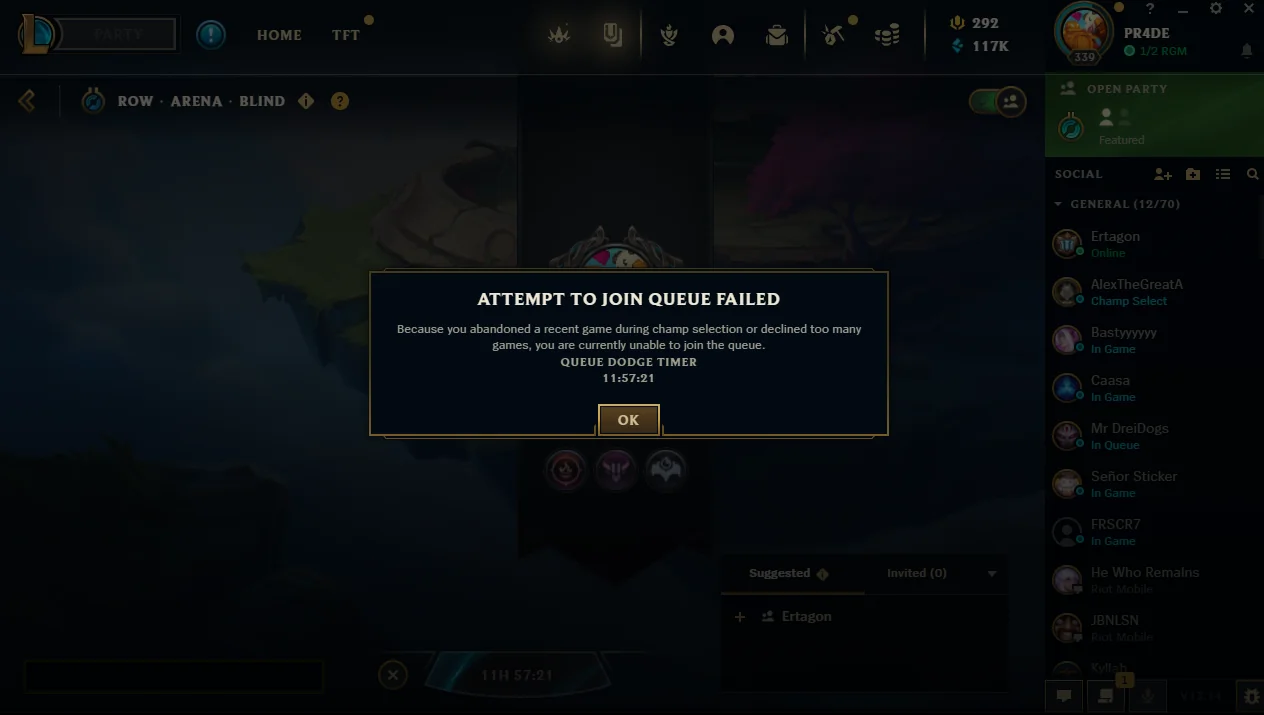 A community reaction to having extra queue time added after a failed match start
