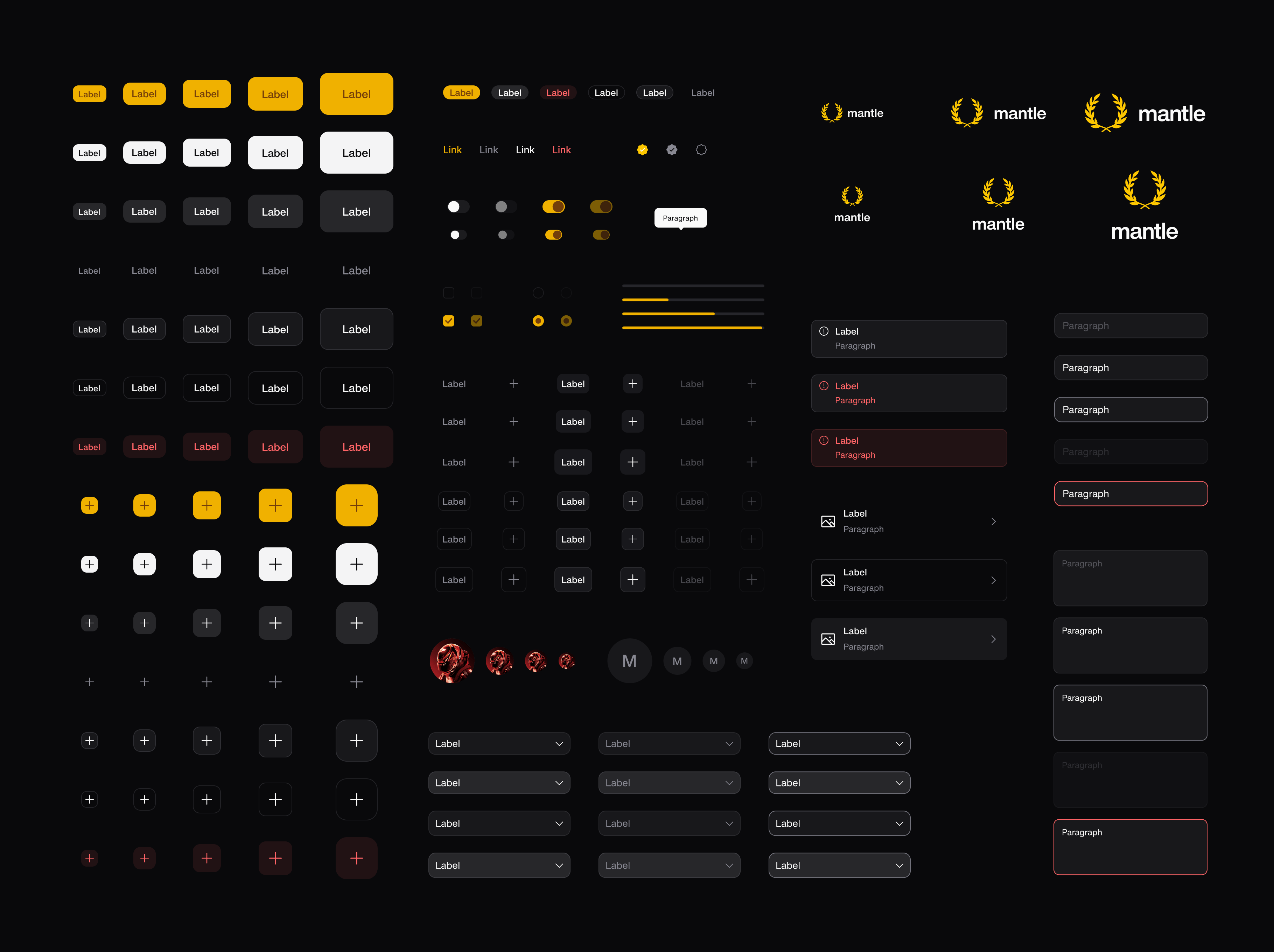 Mantle design system in dark mode: type, color, and component foundations