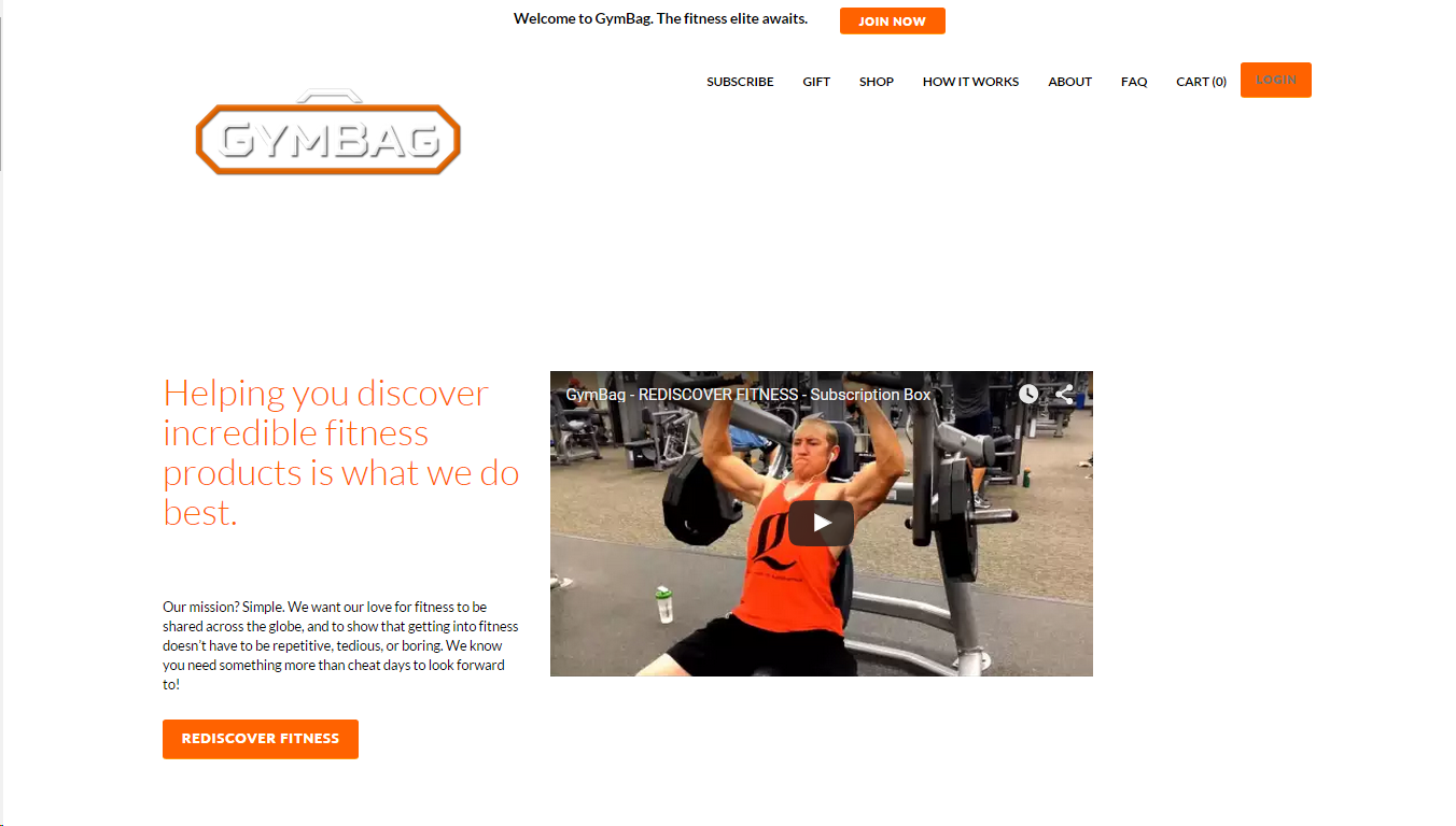 The original GymBag storefront built on Cratejoy in 2015